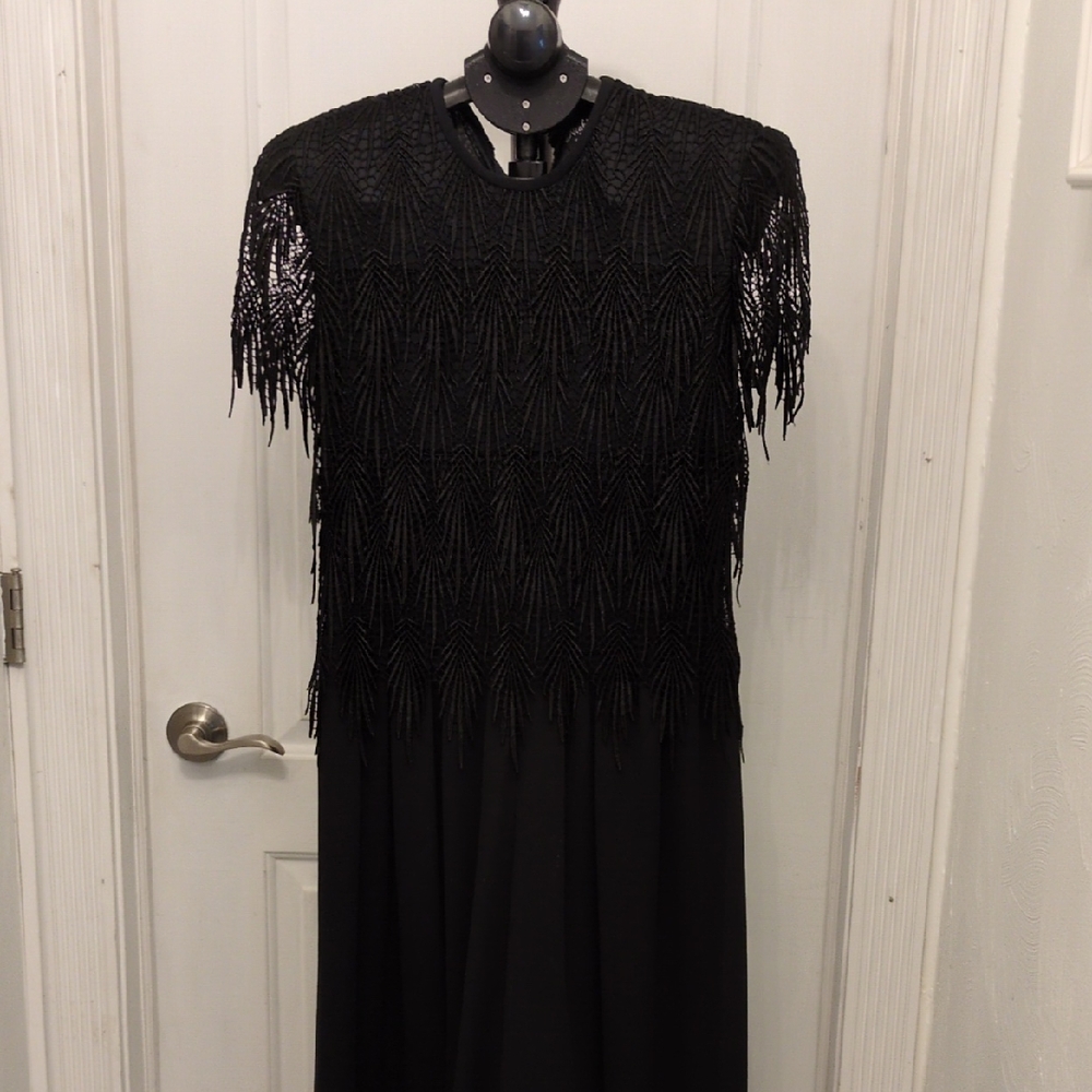 Night Way Collections Black Fringe Dress